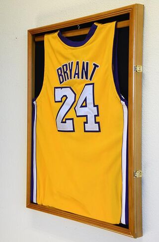 sfDisplay.com,LLC. Basketball Jersey Frame Display Case Cabinet w/ 98% UV Protection -Oak Finished in Saudi Arabia