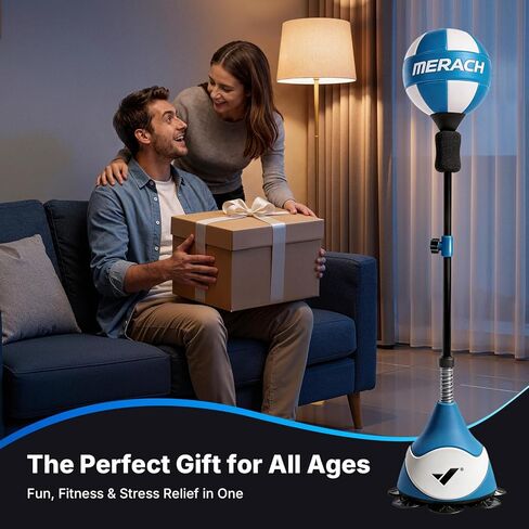 MERACH Punching Bag for Teens & Adults, Punching Bag with Stand, 53-62 Inches Height Adjustable Sand-Filled Base with Suction Cup, Boxings Equipment, Freestanding Reflex Bag Kit in Kuwait