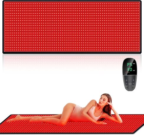 حصيرة العلاج بالضوء الأحمر لتخفيف آلام الجسم، بطانية العلاج بالضوء الأحمر 1280 مصباح LED باللون الأحمر بالقرب من الأشعة تحت الحمراء 660 نانومتر 850 نانومتر، وسادة علاج كاملة للجسم، 71 بوصة × 31 بوصة، وسادة علاج بالضوء الأحمر الكبيرة in Kuwait
