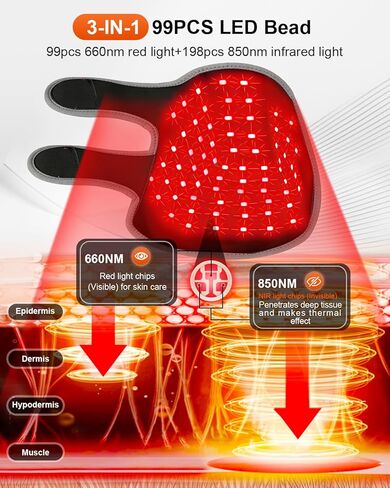 العلاج بالضوء الأحمر للقدمين، 99 مصباح LED للعلاج بالضوء الأحمر والأشعة تحت الحمراء مع 660 نانومتر و850 نانومتر للكاحل، مقاس يصل إلى القدم 12 in Saudi Arabia
