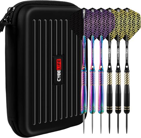CyeeLife Pro Steel Tip Darts Set – 20g Brass Darts Gift Set with Dart Case | Includes 6 Aluminum Shafts, 12 Flights, 20 O-Rings, 2 Protectors, Sharpener & Tools for Beginners or Professionals in Saudi Arabia