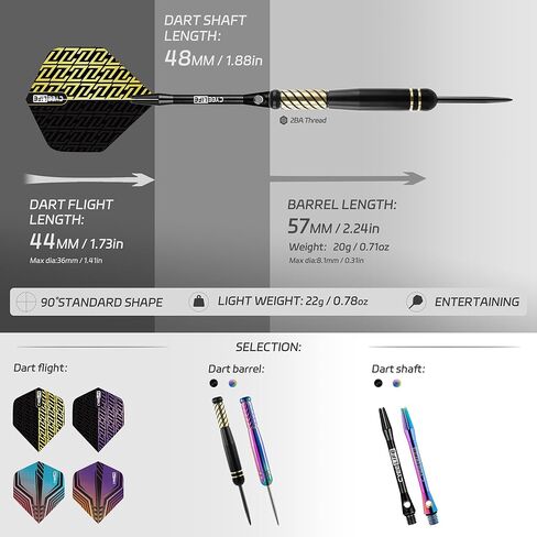 CyeeLife Pro Steel Tip Darts Set – 20g Brass Darts Gift Set with Dart Case | Includes 6 Aluminum Shafts, 12 Flights, 20 O-Rings, 2 Protectors, Sharpener & Tools for Beginners or Professionals in Saudi Arabia