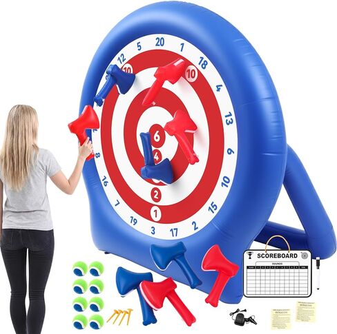 Seenelling 6ft Giant Inflatable Axe Darts with 15+ Game, 22 Pcs Axe Throwing Game Set with Air Pump Giant Outdoor Games for Backyard Yard Adults Family Party in Saudi Arabia
