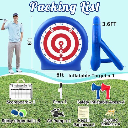 Seenelling 6ft Giant Inflatable Axe Darts with 15+ Game, 22 Pcs Axe Throwing Game Set with Air Pump Giant Outdoor Games for Backyard Yard Adults Family Party in Saudi Arabia