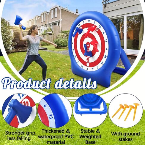 Seenelling 6ft Giant Inflatable Axe Darts with 15+ Game, 22 Pcs Axe Throwing Game Set with Air Pump Giant Outdoor Games for Backyard Yard Adults Family Party in Saudi Arabia