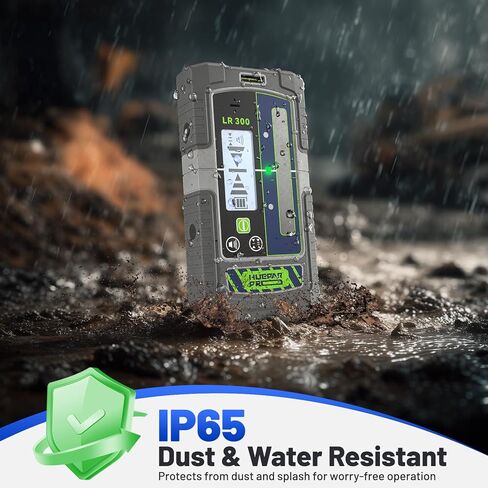 كاشف ليزر Huepar Pro، جهاز استقبال ليزر LCD وLED LR300 لمستوى الليزر - عوارض خضراء وحمراء في الهواء الطلق، متوافق مع مستويات الليزر Huepar & Pro مع وضع النبض، حتى 660 قدم، IP65، مغناطيس، يتضمن مشبك in Kuwait