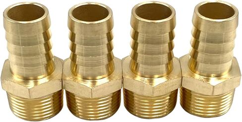4 Pcs 3/4" Barb x 3/4" NPT Male Brass Hose Fittings,3/4 Inch Hose Barb to Male Pipe Fittings Brass Air Hose Fittings in Kuwait