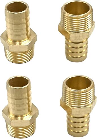 4 Pcs 3/4" Barb x 3/4" NPT Male Brass Hose Fittings,3/4 Inch Hose Barb to Male Pipe Fittings Brass Air Hose Fittings in Kuwait