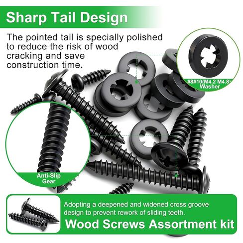 Twidec/1510PCS Wood Screws 410 Stainless Steel Assortment Kit,M2 M3 M4#8#10 Pan Head Wood Screws,Truss Head＆Pan Head Black Self Tapping Screws Set Length(6mm-32mm) for Indoor Furniture,Woodworking in Saudi Arabia