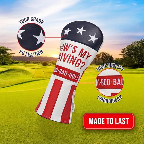 Shanker Golf - Funny Driver Headcover - How's My Driving Driver Cover - Funny Golf Gift for Men - Tour Grade PU Leather - Soft Velour Lining – Fits All Drivers - Funny Golf Gift for Men in Kuwait
