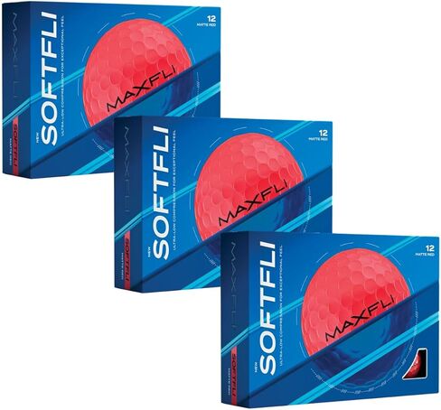 كرات الجولف Maxfli SoftFli - 36 قطعة باللون الأحمر غير اللامع | كرات جولف ذات ملمس ناعم ومنخفض الضغط للمسافة والتحكم | غطاء أيونومر متين | مثالية للمبتدئين ولاعبي الغولف الترفيهيين in Kuwait