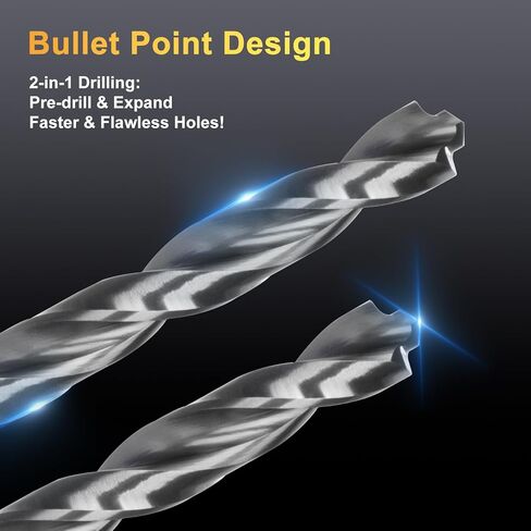 Cobalt Drill Bit Set- 21Pcs Titanium Aluminum Nitride Coated (TiAlN) with Bullet Point Tip M35 High Speed Steel Twist Jobber Length for Hardened Metal, Stainless Steel etc1/16-1/2" in Kuwait