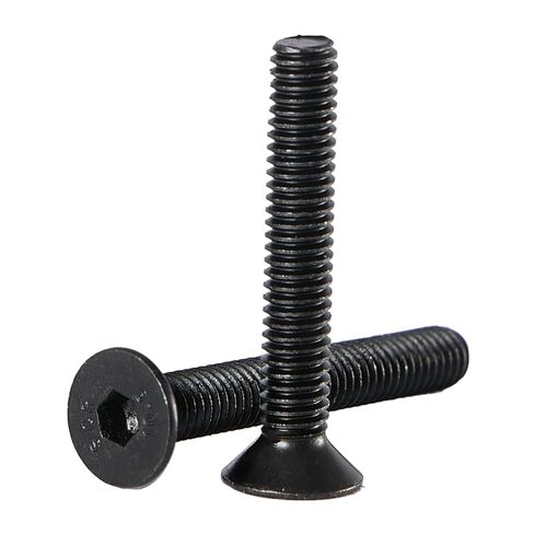 M6-1x10mm مسامير غطاء مقبس سداسية الرأس المسطحة، مسامير غاطسة، 10.9 درجة سبائك الصلب، لمسة نهائية من أكسيد الأسود، محرك ألين سداسي، آلة مترية ملولبة بالكامل، 50 قطعة in Kuwait