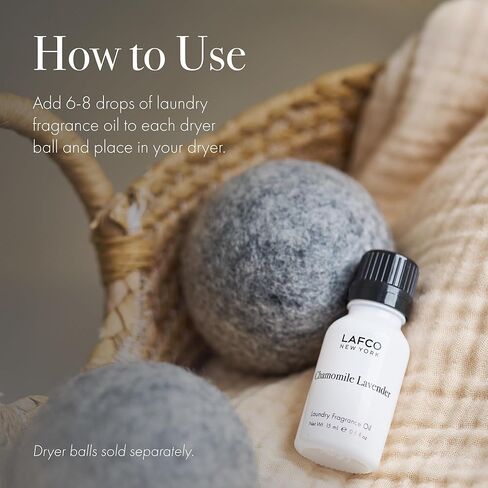 LAFCO New York Laundry Fragrance Oil Refill, Chamomile Lavender - 0.5 fl oz - Designed for LAFCO 100% New Zealand Wool Dryer Balls - Long-Lasting, Essential Oil-Based Scent in Saudi Arabia