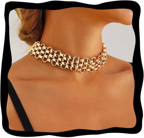 EASEDAILY Gold Choker Necklace Chunky Fashion Necklaces Chain for Women in Kuwait
