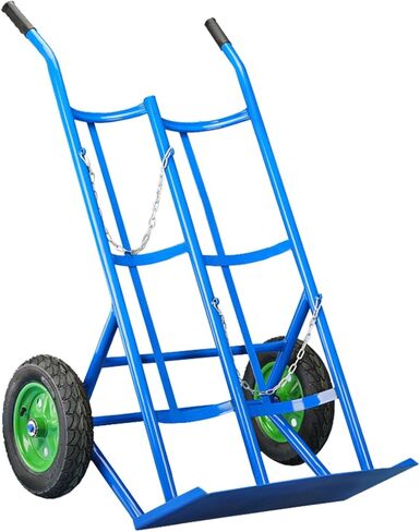 Heavy Duty Oxygen Tank Cylinder Cart Holder, for 40/50L Oxygen Cylinder - Sturdy Steel Oxygen Cart with 13.8 Inflatable Wheels, for Factory, Laboratory,Blue-2tanks in Kuwait
