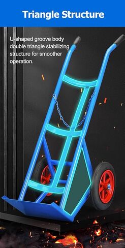 Heavy Duty Oxygen Tank Cylinder Cart Holder, for 40/50L Oxygen Cylinder - Sturdy Steel Oxygen Cart with 13.8 Inflatable Wheels, for Factory, Laboratory,Blue-2tanks in Kuwait