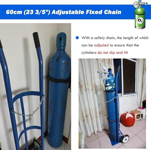 Laboratory/School/Workshops Small Gas Cylinder Cart, Heavy Duty Oxygen Cylinder Rack with Safety Chain, Nitrogen/Acetylene Tanks Trolley Load 440kg/ 880lbs,Height 140cm(55 1/10 in Saudi Arabia