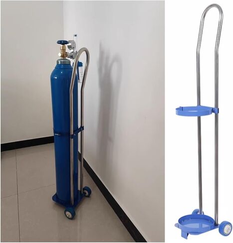 Stainless Steel Gas Cylinder Cart, Rolling Tank Rack with 2 Casters for Secure Transport, Ideal for Clinics, Labs, Nursing Homes & Factories,Hight-37.4 inch in Kuwait