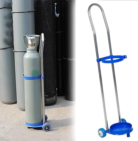 Commercial Oxygen Tank/Cylinder Holder Rack Stand Cart, Mobile Oxygen Carrier with Wheels for Garages/Laboratory/Hospital, 6" Dia Gas Cylinder Trolley,Long 87cm (34 1/5 in Kuwait