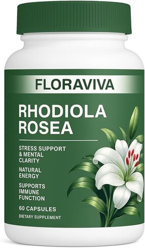 Floraviva Rhodiola Rosea Capsules, Natural Adaptogenic Herb, 500mg Organic Rhodiola Rosea Extract Supplement for Stress Support, Balance Energy, Immune Function, Non-GMO, 60 Vegan Capsules in Saudi Arabia