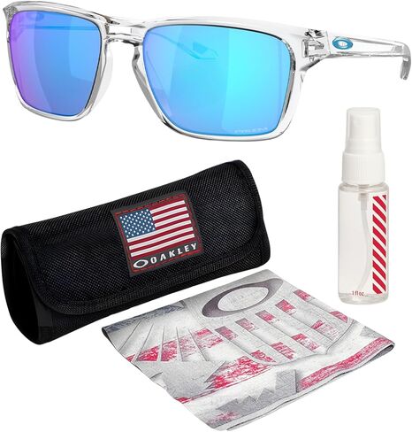 نظارة شمسية OAKLEY SYLAS OO9448 بإطار شفاف مصقول مع عدسات PRIZM SAPPHIRE مع مجموعة النظارات الرسمية in Saudi Arabia