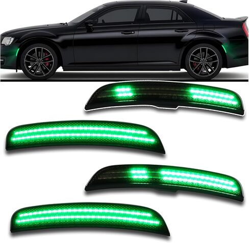 Dynamic Smoked LED Side Marker Lights for 2015-2024 Chrysler 300 - Dynamic Sequential Turn Signals | Blue Front & Rear | Plug & Play 4-Piece Direct Fit (Ice Blue) in Kuwait