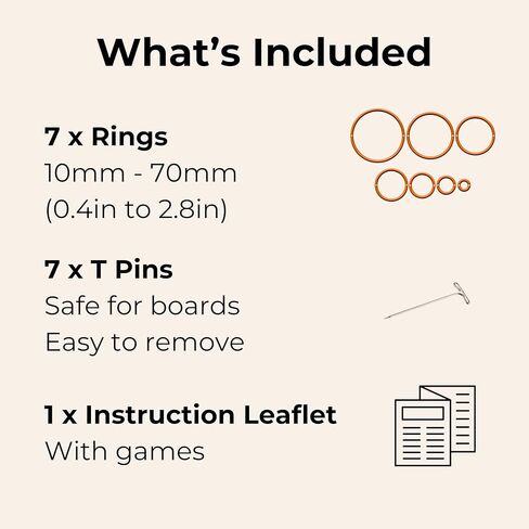 مجموعة حلقات الهدف لممارسة رمي السهام (7 حلقات 10-70 مم، 0.4 بوصة إلى 2.8 بوصة) | مدرب دقة دارتبوارد | يتضمن 7 دبابيس ودليل اللعبة | التدريب على المهارات والدقة in Kuwait