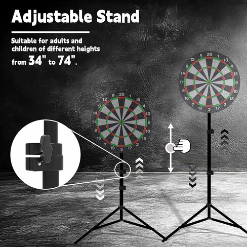 حامل لوح رمي السهام، حامل لوح رمي السهام المحمول عالي التحمل مع ارتفاع قابل للتعديل (34 بوصة إلى 74 بوصة)، حامل لوح رمي السهام للبالغين، تصميم حامل ثلاثي ثابت، سهل التجميع للسفر، في الهواء الطلق، ألعاب المنزل والبار in Kuwait