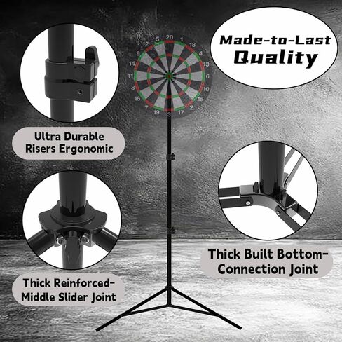 حامل لوح رمي السهام، حامل لوح رمي السهام المحمول عالي التحمل مع ارتفاع قابل للتعديل (34 بوصة إلى 74 بوصة)، حامل لوح رمي السهام للبالغين، تصميم حامل ثلاثي ثابت، سهل التجميع للسفر، في الهواء الطلق، ألعاب المنزل والبار in Kuwait