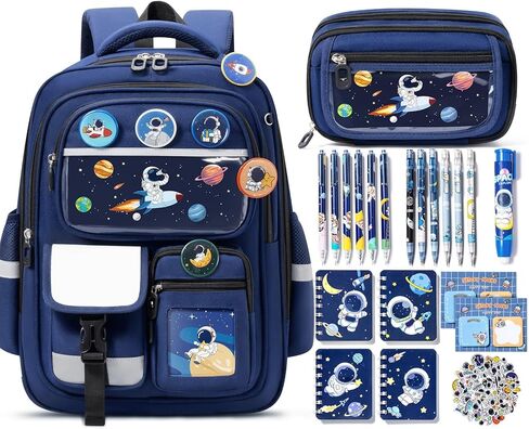 حقيبة الظهر Fimibuke Kids Backpack for School Boys ، 30pcs Space Toddler School Setcyery Stationery Stationhy with Bookbag Pencil Case Pins Gel Pencils Notebooks Notes Sticky Notes for Ristergarten Elementary Studentary in Kuwait