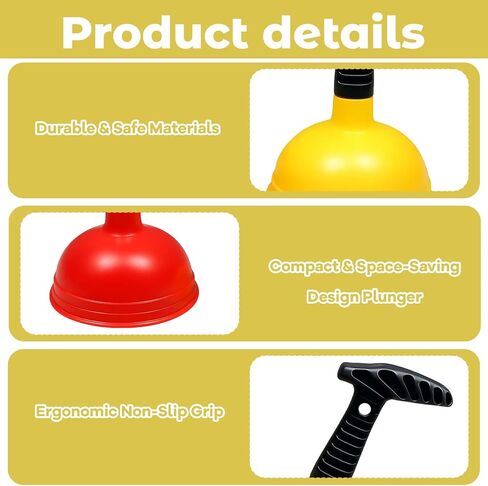 مجموعة مكونة من 4 قطع من غطاس الحوض، ومكبس حوض المطبخ وأدوات فك انسداد تصريف الحمام، تتضمن غطاسين قياسيين و2 منظف تصريف، باللون الأحمر والأصفر in Kuwait