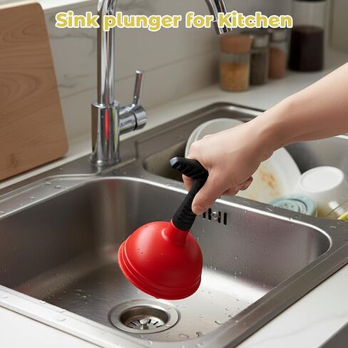 مجموعة مكونة من 4 قطع من غطاس الحوض، ومكبس حوض المطبخ وأدوات فك انسداد تصريف الحمام، تتضمن غطاسين قياسيين و2 منظف تصريف، باللون الأحمر والأصفر in Kuwait