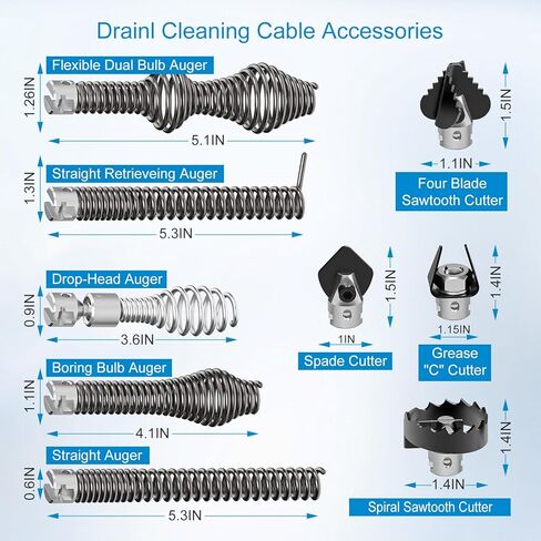 10 قطع من ملحقات مثقاب الثعبان، تتضمن 4 قواطع و5 حلزونات، ومجموعة أدوات تقطيع أوجيه الصرف، متوافقة مع موديلات K-400، وC-4، وC-6، وC-7، وC-8، وC-9 in Kuwait