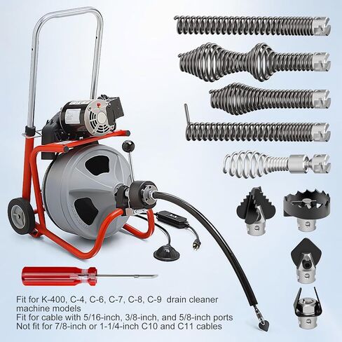 10 قطع من ملحقات مثقاب الثعبان، تتضمن 4 قواطع و5 حلزونات، ومجموعة أدوات تقطيع أوجيه الصرف، متوافقة مع موديلات K-400، وC-4، وC-6، وC-7، وC-8، وC-9 in Kuwait