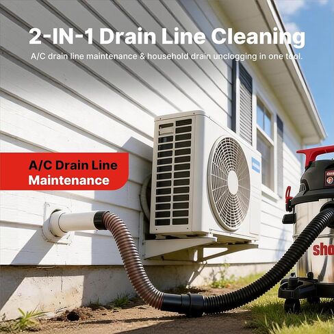 أداة إلغاء انسداد خط تصريف التيار المتردد 2 في 1 من Shop-Vac، محول منظف خط تصريف HVAC مناسب عالمي للمكانس الكهربائية، مرفق رطب مرن ومتين مع رؤية واضحة للحوض، ومجاري الأرضية، وتنظيف مكيف الهواء in Saudi Arabia