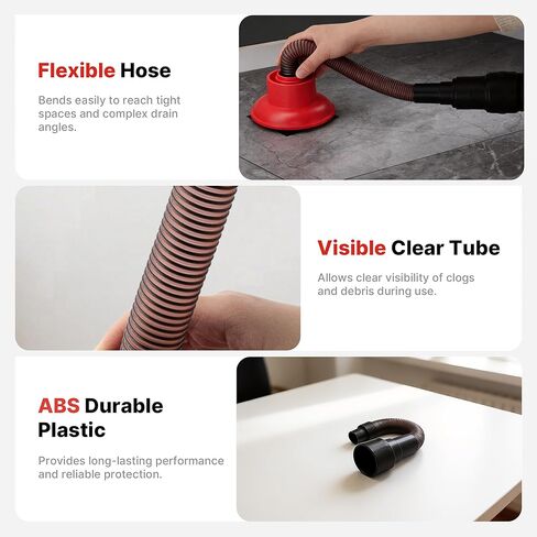 أداة إلغاء انسداد خط تصريف التيار المتردد 2 في 1 من Shop-Vac، محول منظف خط تصريف HVAC مناسب عالمي للمكانس الكهربائية، مرفق رطب مرن ومتين مع رؤية واضحة للحوض، ومجاري الأرضية، وتنظيف مكيف الهواء in Saudi Arabia