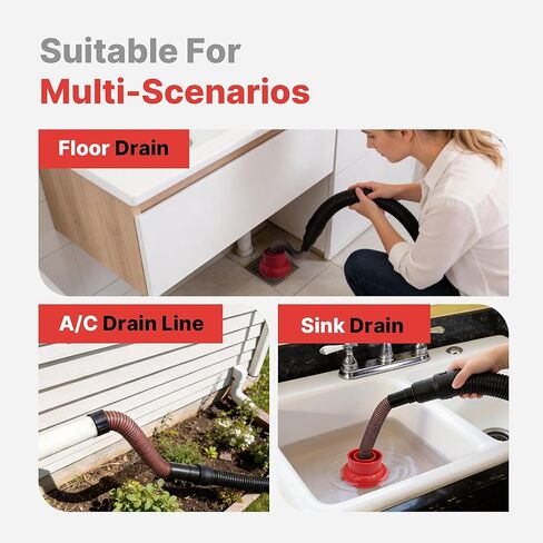 أداة إلغاء انسداد خط تصريف التيار المتردد 2 في 1 من Shop-Vac، محول منظف خط تصريف HVAC مناسب عالمي للمكانس الكهربائية، مرفق رطب مرن ومتين مع رؤية واضحة للحوض، ومجاري الأرضية، وتنظيف مكيف الهواء in Saudi Arabia