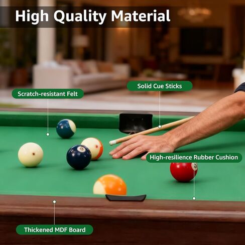 Billiard Tables, 48 Inch Wooden Mini Pool Table with 16 Balls, 2 Cue Sticks, 2 Chalks and Brush, Snooker Table Mini Pool Table for Kids, Family, Party in Kuwait