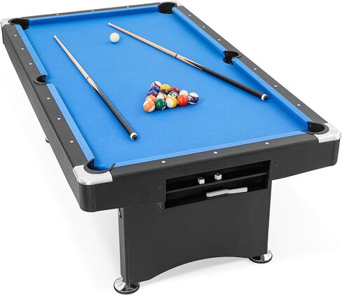 طاولة بلياردو مقاس 84 بوصة، طاولات بلياردو بطول 7 أقدام مع ملحقات، و2 عصا جديلة، وكرات بلياردو، ورف، وفرشاة لباد، وطباشير لأقبية غرفة الألعاب العائلية in Kuwait