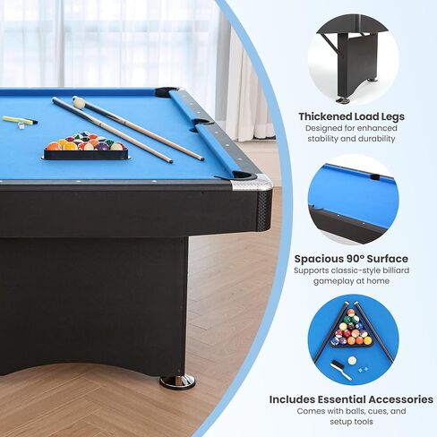 طاولة بلياردو مقاس 84 بوصة، طاولات بلياردو بطول 7 أقدام مع ملحقات، و2 عصا جديلة، وكرات بلياردو، ورف، وفرشاة لباد، وطباشير لأقبية غرفة الألعاب العائلية in Kuwait