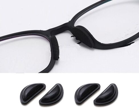 2 Pairs Black Eyeglasses Nose Pads, Stick On 3.5 mm Thickness Adhesive Nose Pieces,Soft Silicone Comfort Anti Slip Flexible D Shape for Glasses Sunglasses Reading Glasses Replacement Part Kits in Saudi Arabia