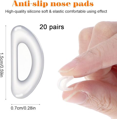 Mabor 40PCS Silicone Non-Slip Eyeglass Nose Pads - Ultra Thin Clear Adhesive Nosepads for Plastic Frames, Reading Glasses & Sunglasses in Saudi Arabia