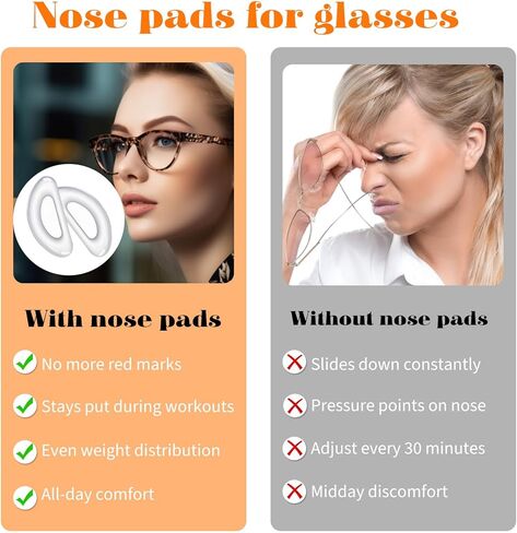 Mabor 40PCS Silicone Non-Slip Eyeglass Nose Pads - Ultra Thin Clear Adhesive Nosepads for Plastic Frames, Reading Glasses & Sunglasses in Saudi Arabia