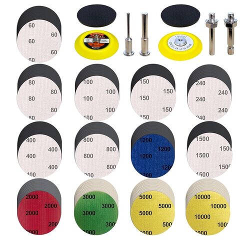 248 قطعة من أقراص الصنفرة مقاس 2 بوصة، متنوعة من 60 إلى 10000 حبيبة من كربيد السيليكون وورق الصنفرة مع وسادات صنفرة ساق 1/4 بوصة 1/8 بوصة ووسادة تخزين إسفنجية للسيارة المعدنية الخشبية (2 بوصة 60-10000 حبيبة) in Kuwait