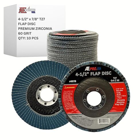 أكل برو. الولايات المتحدة الأمريكية - أقراص زركونيا فاخرة مقاس 4.5 بوصة × 7/8 بوصة، أقراص جلاخة زاوية 4-1/2 بوصة، درجة صناعية، قرص رفرف من النوع 27 للمطاحن، أقراص الصنفرة، اللمسة النهائية | عجلات الطحن (10 قطع) - 60 حبيبة in Kuwait