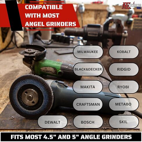 أكل برو. الولايات المتحدة الأمريكية - أقراص زركونيا فاخرة مقاس 4.5 بوصة × 7/8 بوصة، أقراص جلاخة زاوية 4-1/2 بوصة، درجة صناعية، قرص رفرف من النوع 27 للمطاحن، أقراص الصنفرة، اللمسة النهائية | عجلات الطحن (10 قطع) - 60 حبيبة in Kuwait