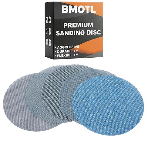 تشكيلة أقراص الصنفرة الشبكية مقاس 5 بوصات: 50 قطعة من أقراص الصنفرة الشبكية المصنوعة من السيراميك الفاخر 80 120 180 240 320 حبيبات متنوعة، ورق صنفرة بدون غبار وخطاف وحلقة لصنفرة مدارية ذات 8 فتحات، وتلميع السيارات/الخشب in Kuwait