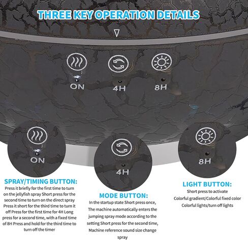 KCKJ Jellyfish Essential Oil Diffuser Sound-Activated Spray Dancing Jellyfish,250ml Aroma Air Diffuser, 3 Mist Modes & 7 Color Lights, Volcanic Lava Design for Home Bedroom(Black Crack) in Saudi Arabia