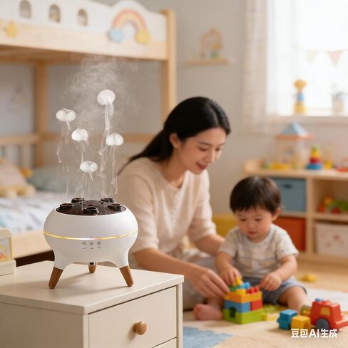 موزع روائح قنديل البحر الديناميكي، مرطب رذاذ بارد سعة 250 مل مع 7 أضواء متغيرة الألوان، تأثير حلقة الدخان، جهاز تحكم عن بعد وإعداد مؤقت 4/8 ساعات للمنزل وغرفة النوم والمكتب واليوجا، وإيقاف التشغيل التلقائي in Kuwait